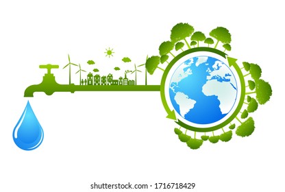 World Water Day Save Nature Concept Stock Vector