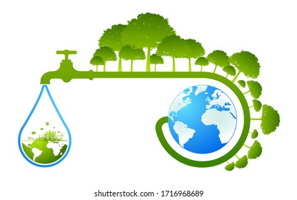 World Water Day Save Nature Concept Stock Vector