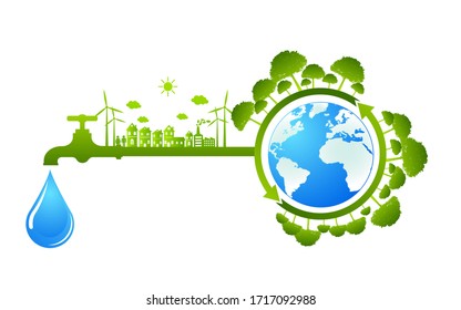 World Water Day Save Nature Concept Stock Vector