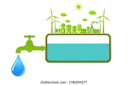 World Water Day Save Nature Concept Stock Vector