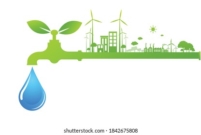 World Water Day Save Nature Concept Stock Vector