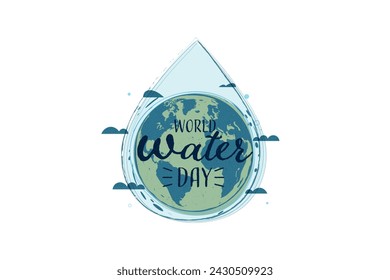 World water day. Save water for Suatainable, ecology and environment conservation concept design.Vector illustration.