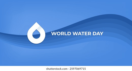 World Water Day: Simple Blue Drop Illustration on Light Background for Design and Visual Impact