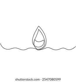 Weltwassertag, einzeilige Kunst, durchgehende einzeilige Zeichnung von Isolierte Kontur, Vektorgrafik, Wassertropfensymbol
