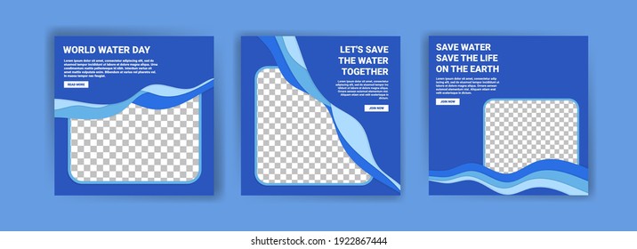 World water day. Social media templates for world water day. Education recognizes the benefits of water for life. Prevent water pollution for the future of the world.