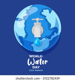 World water day. World tap a drop of water. Vector illustration.