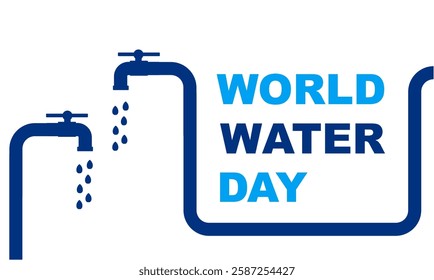 World water day template background vector illustration. March 22. Vector blue waterdrop and water tap concept for campaign save water