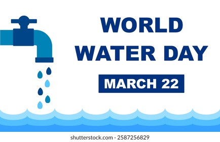 World water day template background vector illustration. March 22. Vector waterdrop and water tap concept for campaign save water