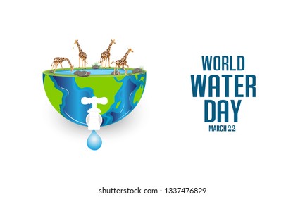 World Water Day - vector abstract water drop concept. Save the water - ecology concept background with paper cut designs - Vector