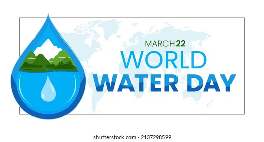 World Water Day - vector abstract waterdrop concept. Save the water - ecology concept background with paper cut water drop