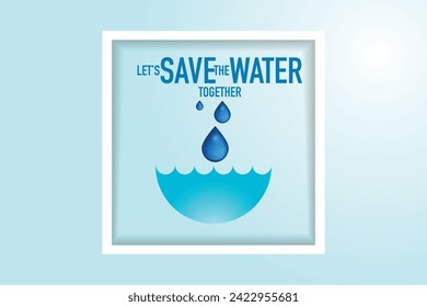 World Water Day - vector abstract waterdrop concept. Save the water - ecology concept background with water drop. water waves background. Vector illustration