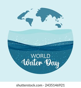 Día mundial del agua. vector del día del agua.  Vector de fondo azul del Día Mundial del Agua.