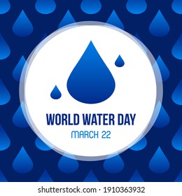 World Water Day vector card, illustration with blue gradient water drops. Save every drop of water concept.
