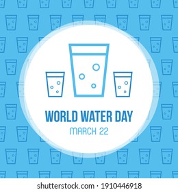 Tarjeta vectorial del Día Mundial del Agua, ilustración con vasos de agua. El concepto de agua potable.