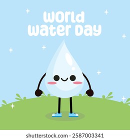 World Water Day vector design for celebration. Suitable for background, template, social media, poster, flyer design, flat illustration, banner,  etc 