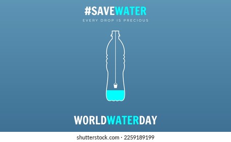 Welttagsvektor mit leerer Flasche auf blauem Hintergrund, für Tapete, Flyer usw.