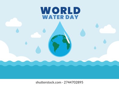 world water day vector illustration. World water day save water for ecology and environment conservation concept design
