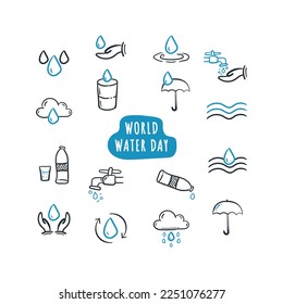 World water day vector line icon doodle. Save the water hand drawing illustration scribble.