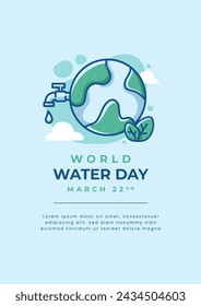 world water day vertical flat design minimalist poster template vector
