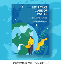 World Water Day Vertical Poster Flat Cartoon Hand Drawn Templates Illustration