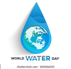 world water day white background , greeting card or poster for campaign save water