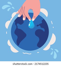 el mundo y el agua caen en la mano