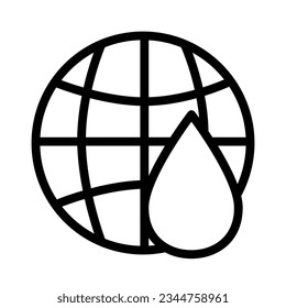 The world water energy icon showcases a globe with water waves and lightning bolts, representing the global potential of hydroelectric energy. 