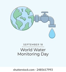 World Water Monitoring Day. Line art design. Environment vector. Good for celebration template usage. Continuous line. eps 10.