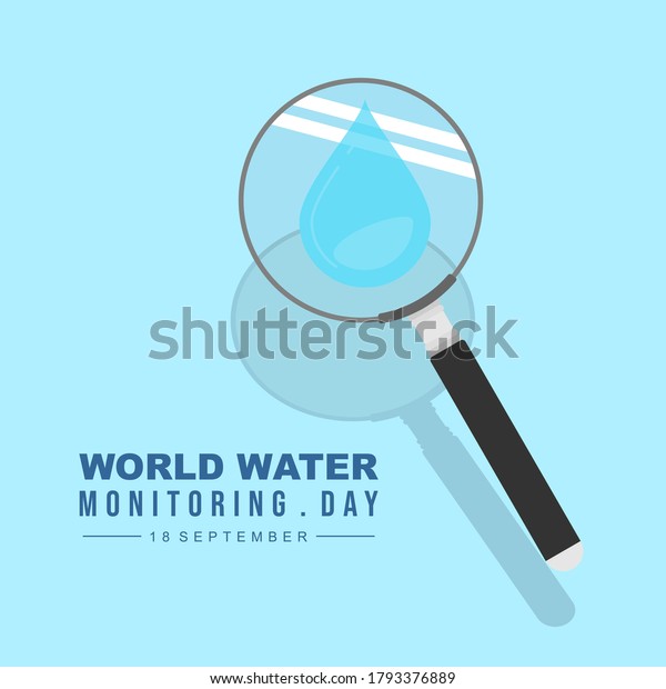 World water monitoring day with magnifying glass\
vector design