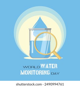 World Water Monitoring Day poster with illustration of observing water