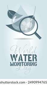 World Water Monitoring Day poster with illustration of observing water in nature