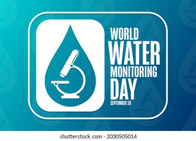 World Water Monitoring Day. September 18. Holiday concept. Template for background, banner, card, poster with text inscription. Vector EPS10 illustration