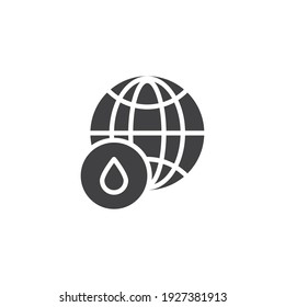 World water vector icon. filled flat sign for mobile concept and web design. Earth globe and water droplet glyph icon. Symbol, logo illustration. Vector graphics