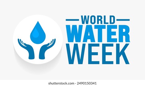 World Water Week is observed every year in August. Holiday concept. Template for background, banner, card, poster, placard, design template with unique shapes with standard color.