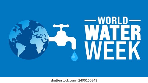 World Water Week is observed every year in August. Holiday concept. Template for background, banner, card, poster, placard, design template with unique shapes with standard color.