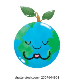 world watercolor emotion element ,world environment day, save the world, earth day, on white background vecter illustration