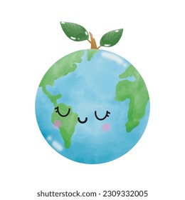 elemento emocional de color de agua mundial, Día del medio ambiente mundial, salvar el mundo, Día de la Tierra, sobre ilustración de fondo blanco