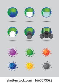 the world wear mask to protect colorful virus covid-19 corona virus infect protection concept for infection control collection set