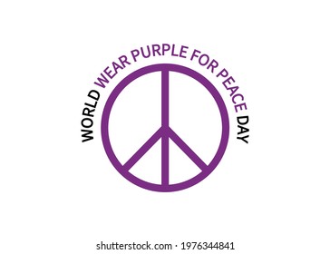 World Wear Purple for Peace Day. Logo round icon. Symbol suitable for banner, poster, greeting card, mug, shirt, template and print advertising. Vector isolated on white background 