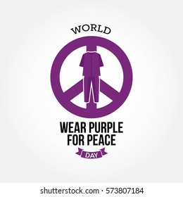 World Wear Purple for Peace Day Vector Illustration.