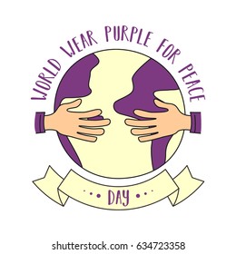 World Wear Purple for Peace Day. Suitable for banner, poster, greeting card, mug, shirt, template and print advertising
