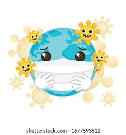 World Wearing surgical protection mask protect Covid-19 virus.

