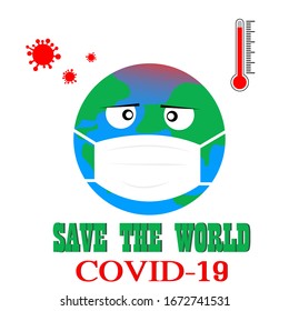 The world wears a mask to protect against the virus. On a white background