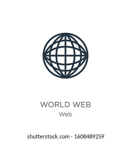 World web icon. Thin linear world web outline icon isolated on white background from web collection. Line vector sign, symbol for web and mobile