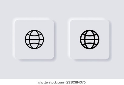 world web icon www earth globe icons . website icon for contact icons - 3D vector neumorphism buttons neumorphic design