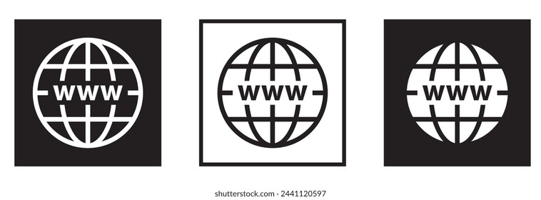 world web icon www earth globe icons . website icon for contact icons, web icon vector. Vector illustration. EPS 10