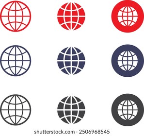 Icono de Web mundial Iconos de globo terráqueo de WWW. Icono de Sitio web para iconos de contacto
