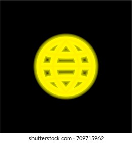 World web yellow glowing neon ui ux icon. Glowing sign logo vector