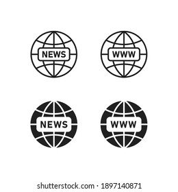 World website icon. Www globe symbol. News site logo in vector flat style.