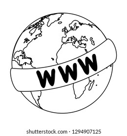 World website symbol isolated in black and white